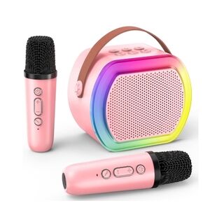 Mini Karaoke Machine with 2 Wireless Microphone